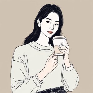 咖啡女孩的日常，极简线条勾勒生活碎影