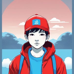 🧢 酷盖预警!红蓝撞色日系潮流少年