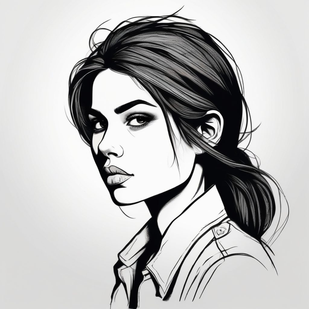 🖤 酷飒女孩：黑色系极简线条厚涂头像