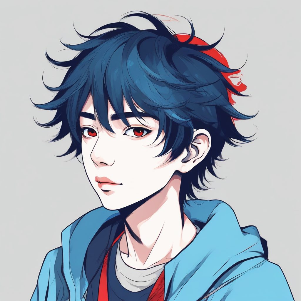 🎸酷飒少年感！红蓝撞色极简日系头像