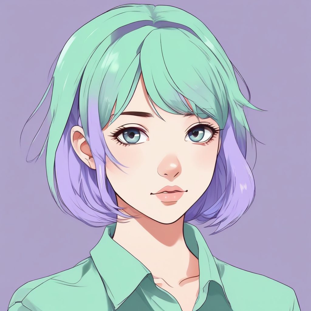 🍬马卡龙色系动漫头像：极简线条下的薄荷少女