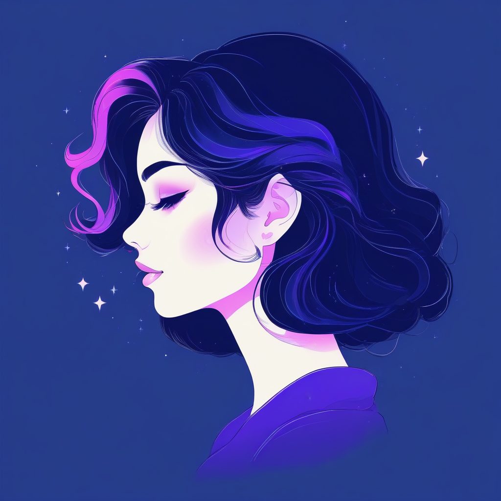 🌙梦幻星空下！极简动漫少女的侧影