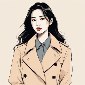 气质拿捏住！早秋韩系经典风衣女孩插画头像