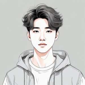 清爽少年感！韩系中分发型男生极简头像