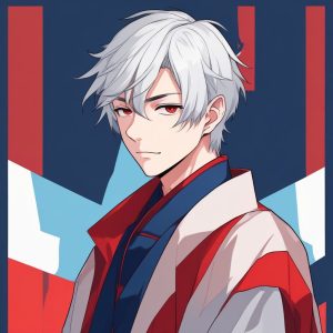 🧊日系冷感少年!红蓝撞色极简头像