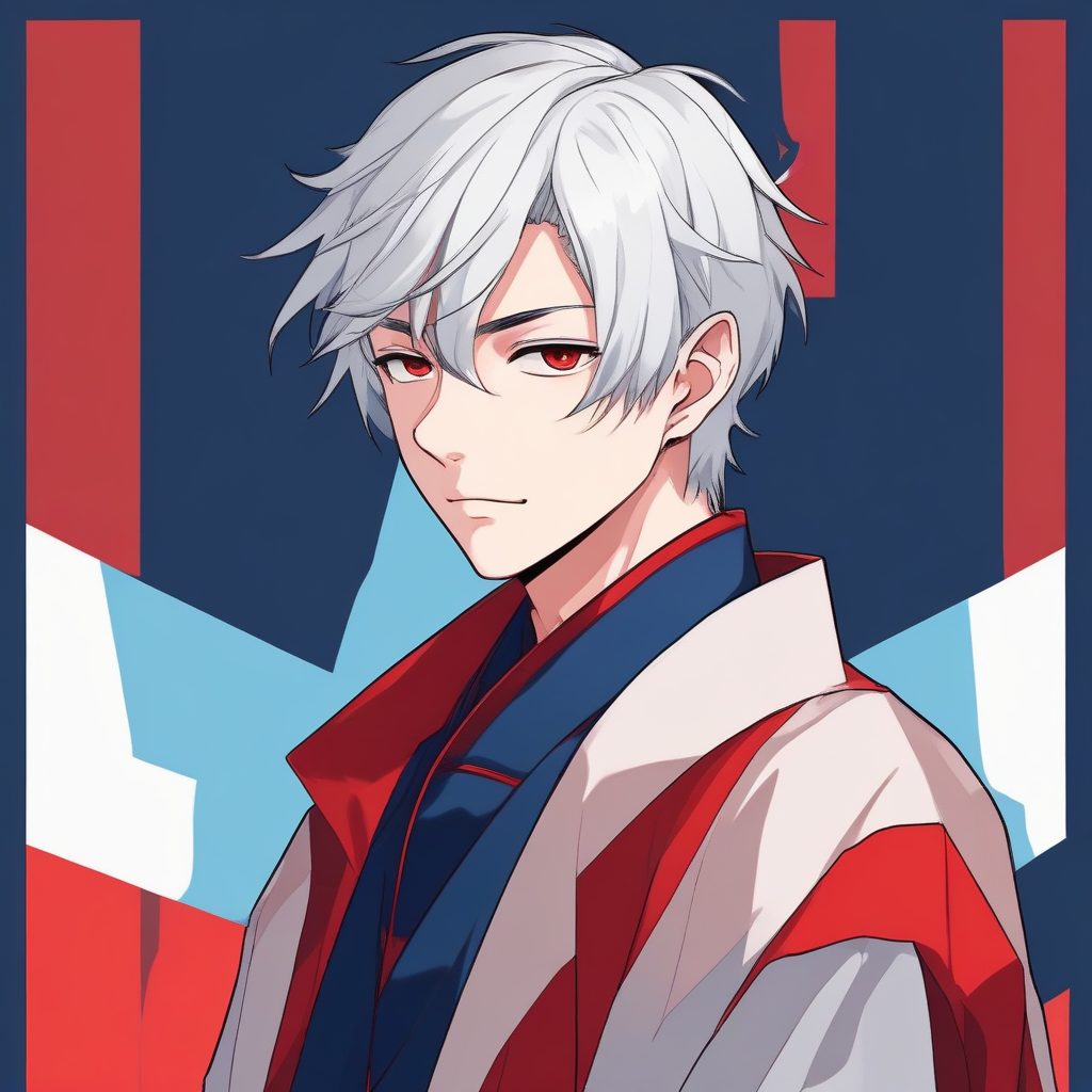 🧊日系冷感少年!红蓝撞色极简头像