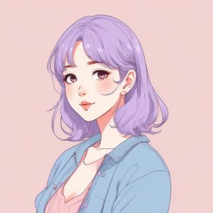 🌸 软萌少女心！粉紫色系的极简涂鸦头像分享