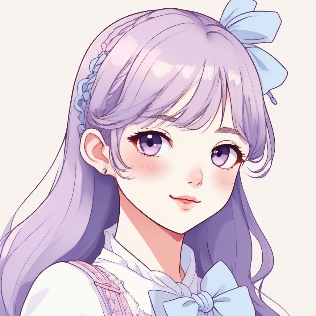 🌸 软糯治愈系: 薰衣草少女的温柔侧脸, 纯色背景的高级感