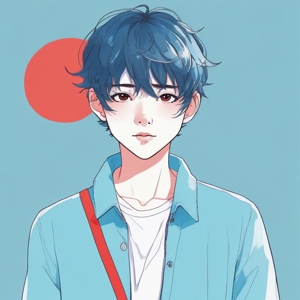 🧢少年感拉满！红蓝撞色极简动漫男生头像