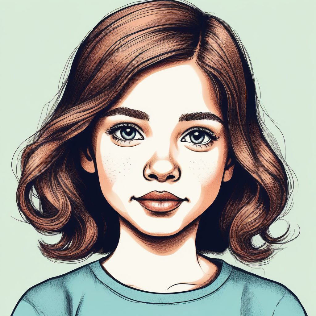 🎨 童趣复古：极简蜡笔涂鸦风格女孩头像