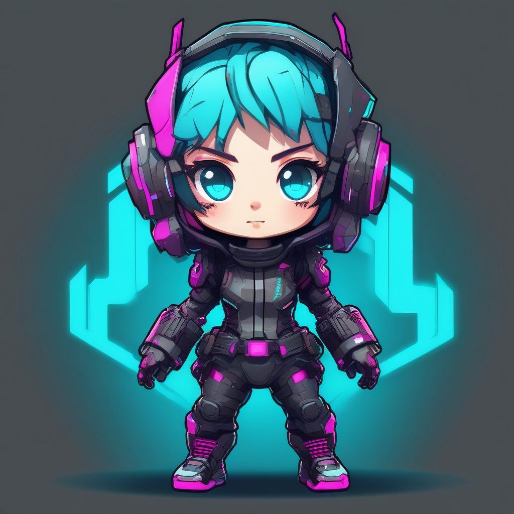 👾未来感少女！赛博朋克Q版霓虹插画头像