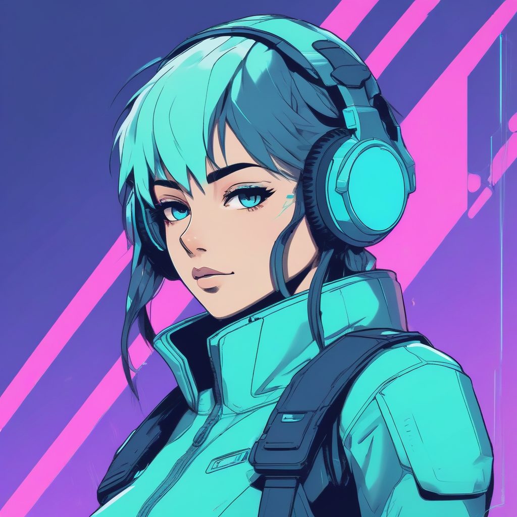 🦾未来机能风：赛博朋克极简动漫少女