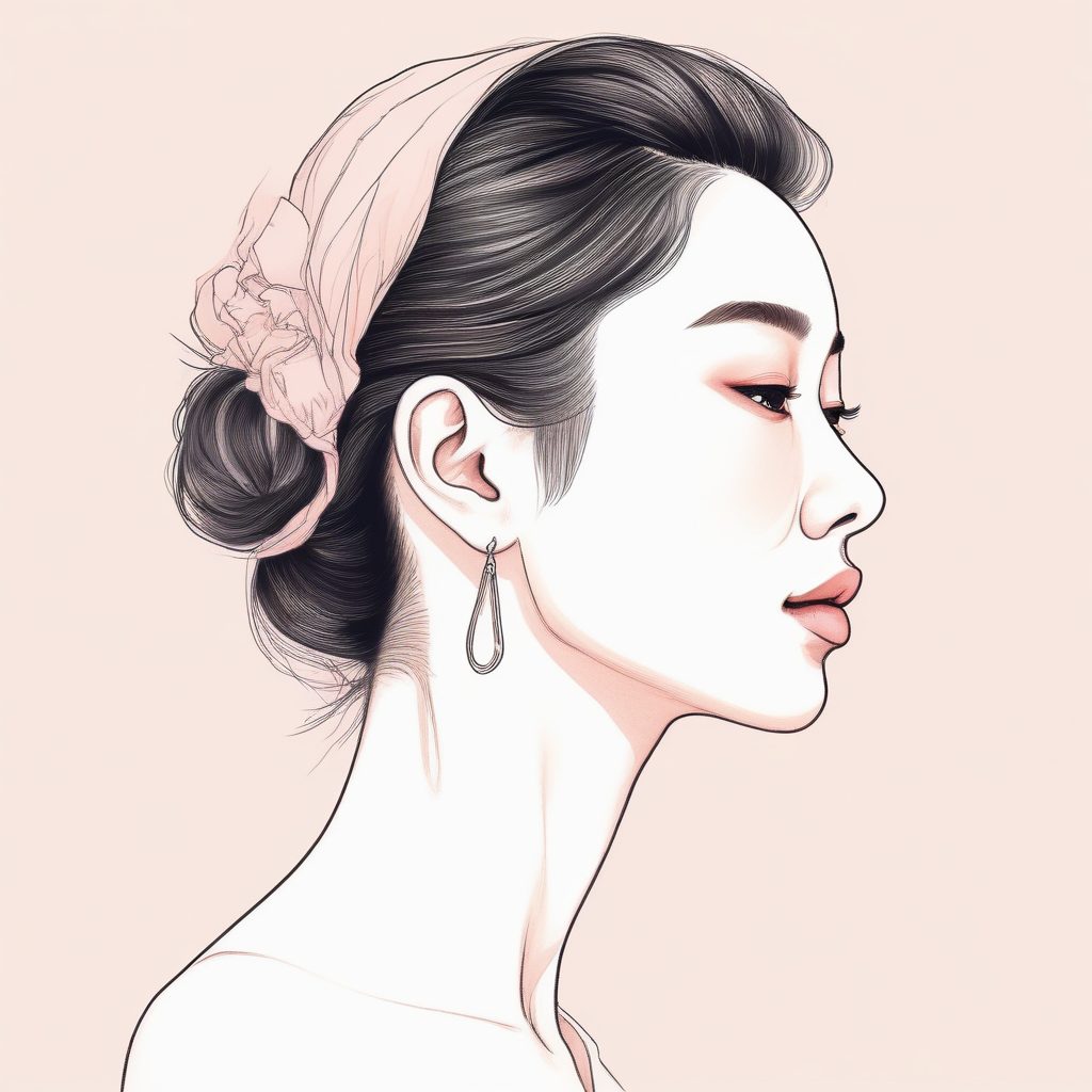 温柔到骨子里！韩系鲨鱼夹盘发手绘头像