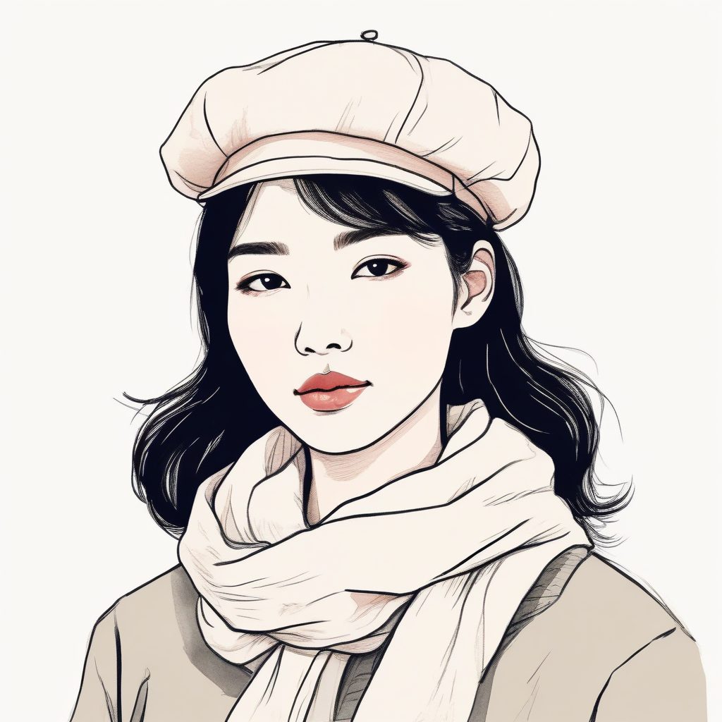 文艺贝雷帽🎨冬日软糯感少女手绘插画