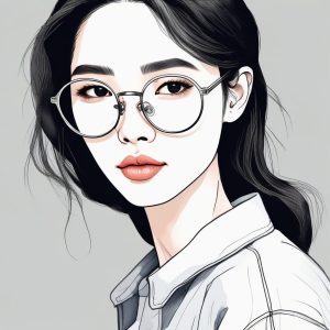 文艺气息拉满！金丝眼镜学姐风极简手绘头像