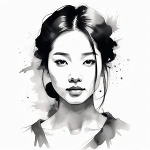🎨 艺术感爆棚！墨色线条下的灵动女孩