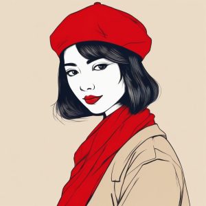 🎨 艺术感头像：戴贝雷帽的日系少女，高级感手绘