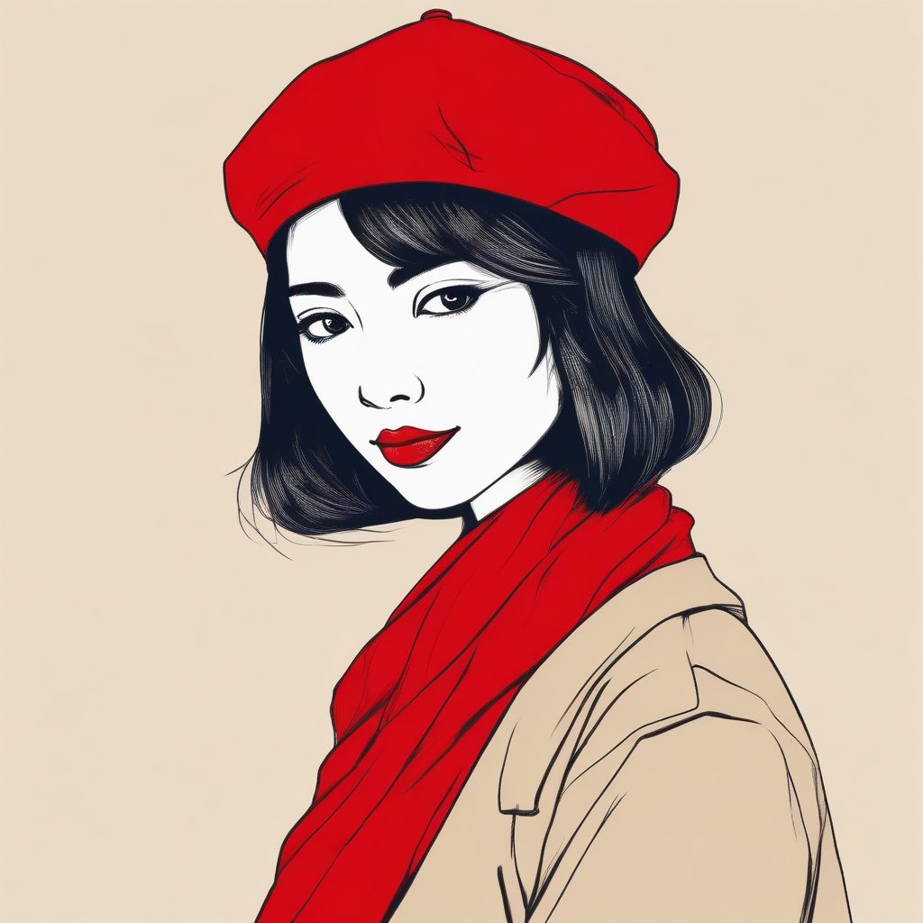 🎨 艺术感头像：戴贝雷帽的日系少女，高级感手绘