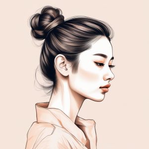 慵懒氛围感☁️韩系低发髻少女手绘头像