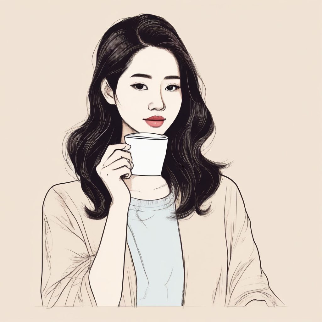 慵懒午后☕️手拿咖啡的韩系休闲少女