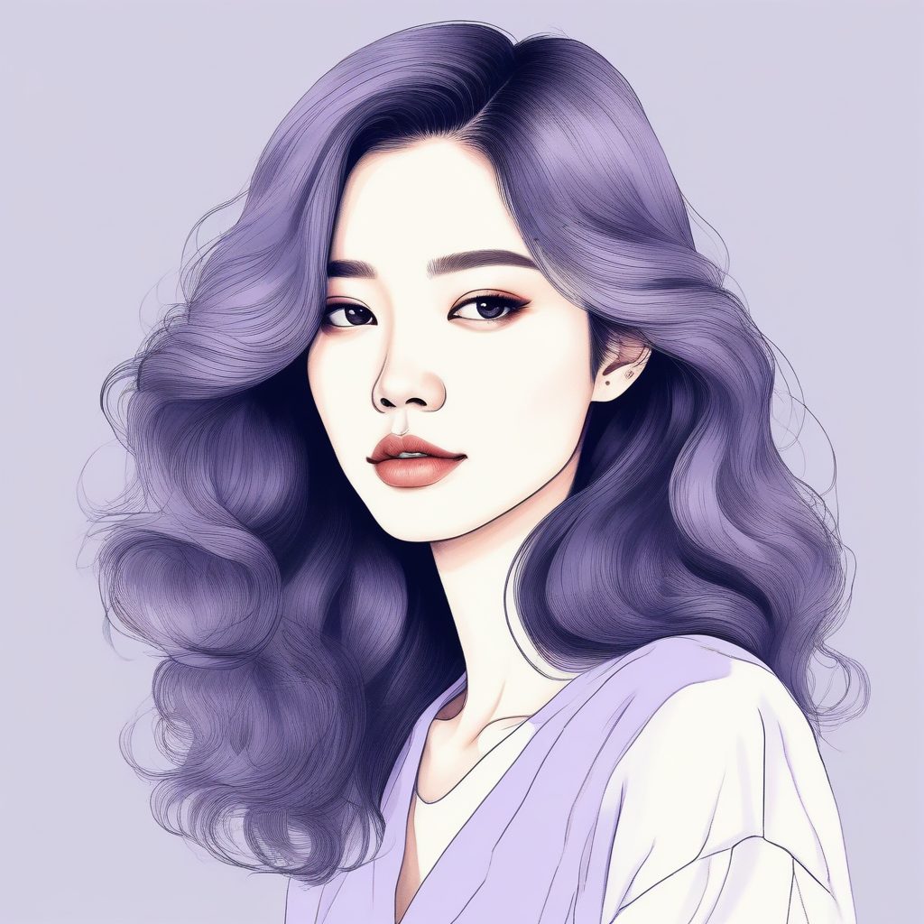优雅女神范！韩系大波浪卷发手绘肖像