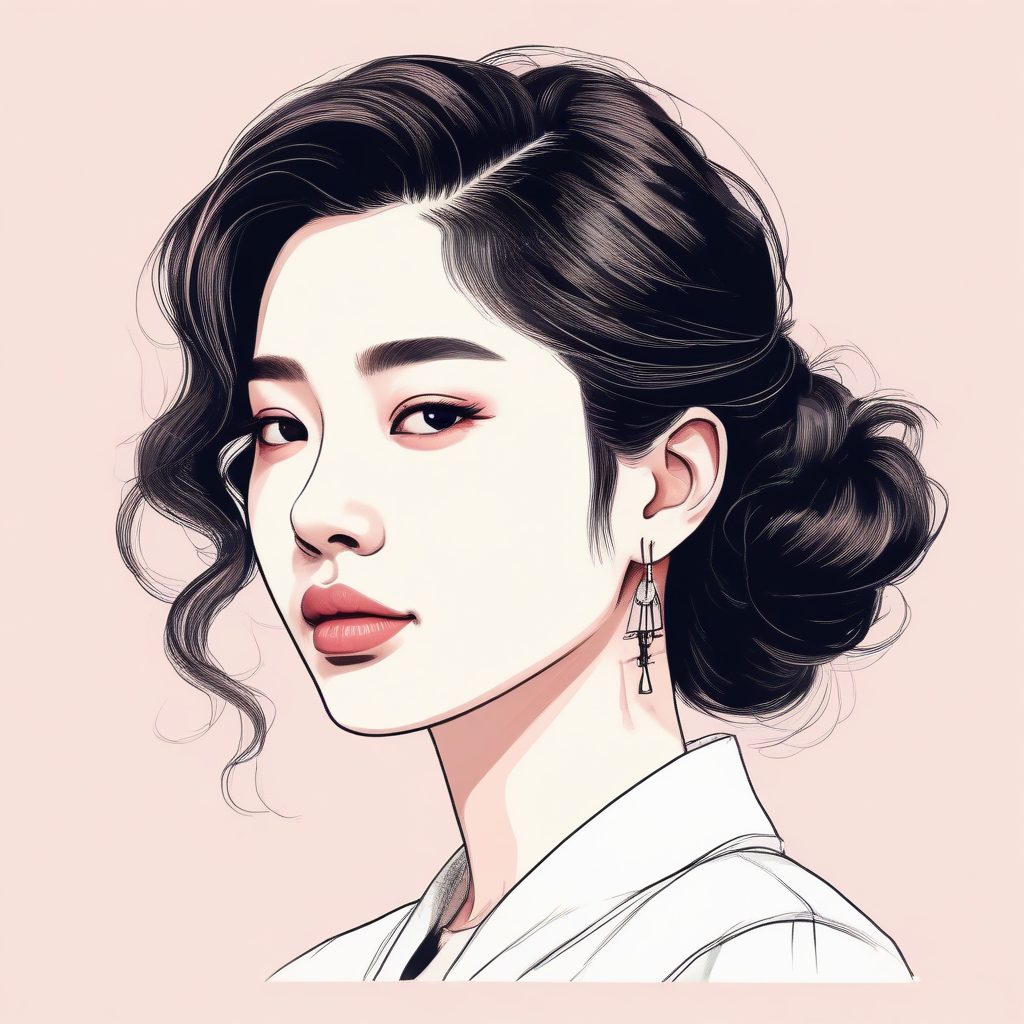 优雅女神范🦢鲨鱼夹盘发手绘插画