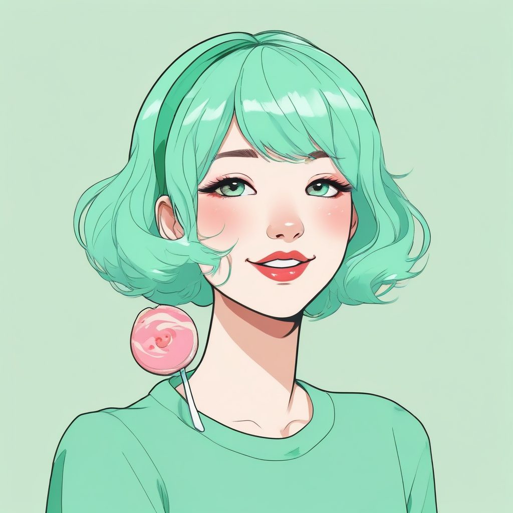 🍭 治愈系薄荷绿！眨眼搞怪可爱女孩