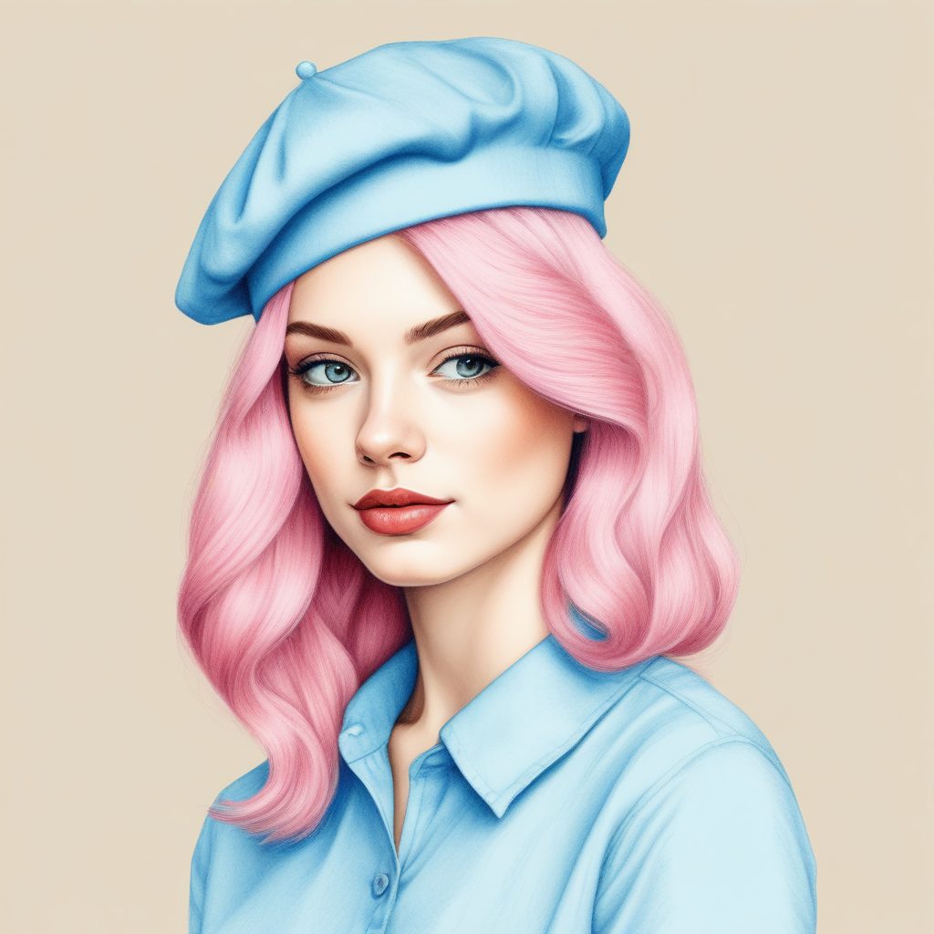 🍧 治愈系粉蓝女孩头像 | 极简手绘插画分享