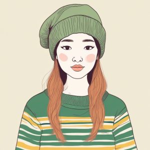 治愈系画风!韩系丑萌蜡笔线条女孩头像
