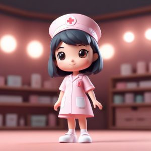 治愈系Q版 3D：穿着淡粉护士服的小天使，这组头像太萌了