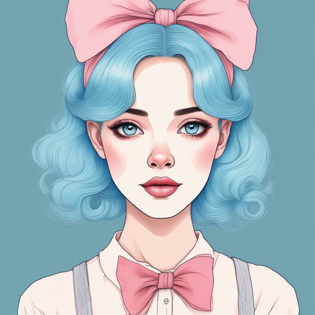 🍧 治愈系头像：粉蓝系极简女孩，你的专属手绘风