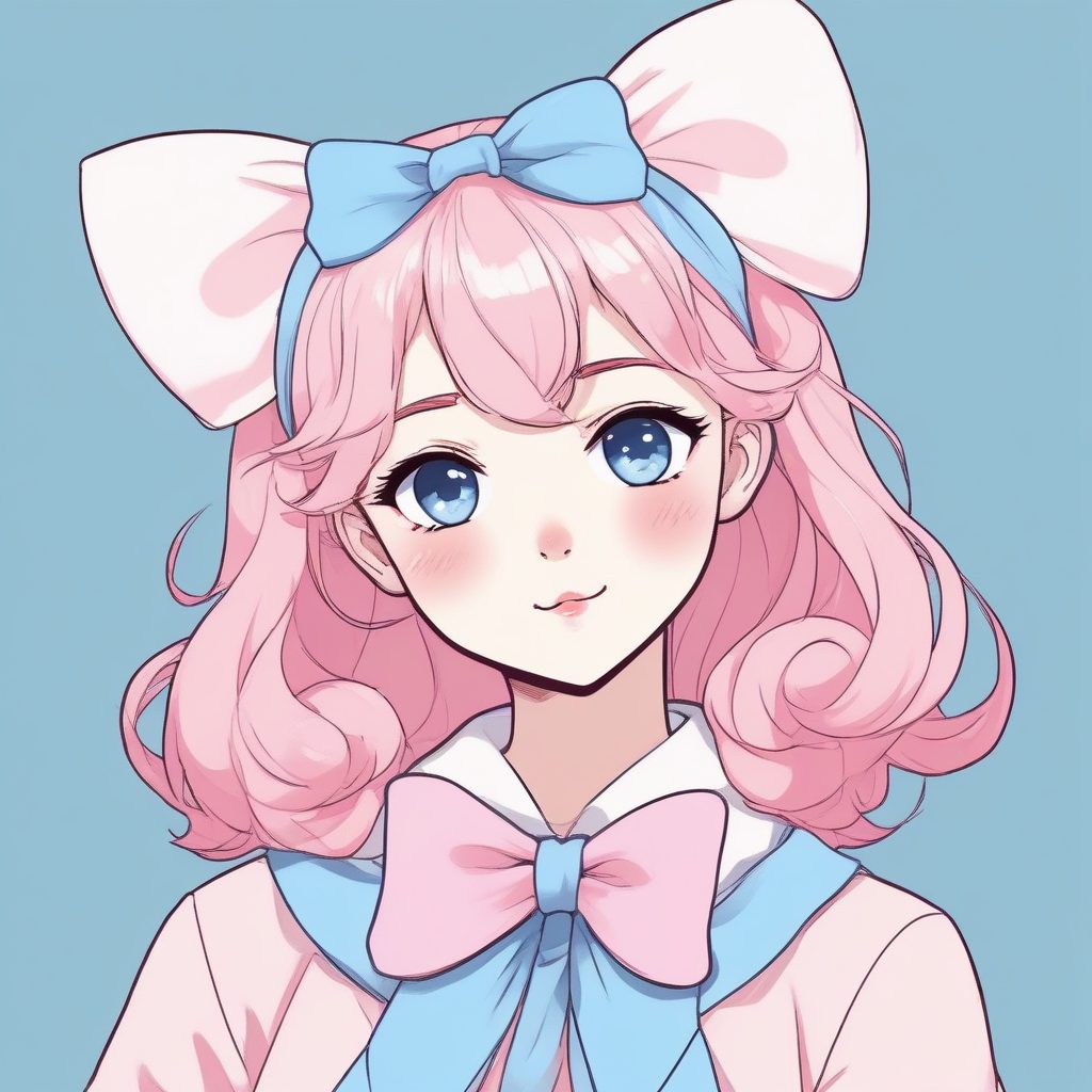 🎀治愈系温柔：粉蓝调动漫女孩插画