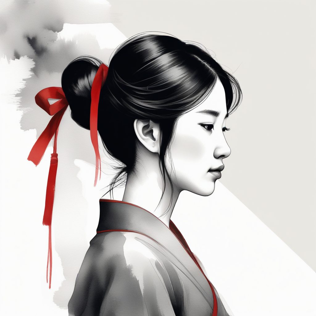 🏮 朱砂痣女孩：惊艳岁月的极简红韵水墨头像