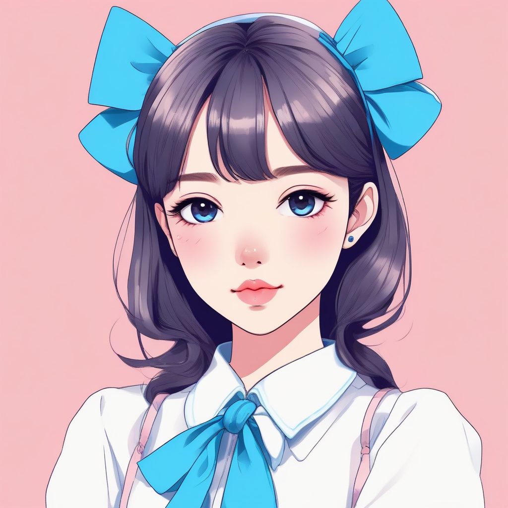 🎀撞色艺术！粉蓝调时尚动漫少女头像