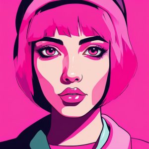 🎨 波普色彩 AI 头像：大色块拼接的极简少女肖像