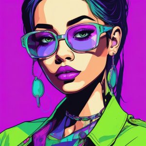 🌈彩虹碎片：酸性设计风插画, 叛逆少女的色彩宣言