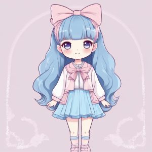 🍭多巴胺女孩在线头像制作：粉蓝撞色极简二次元风☁️