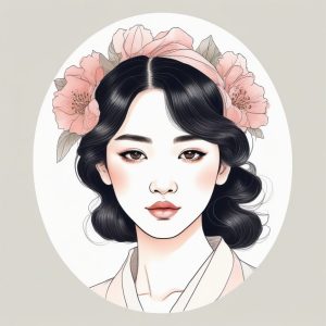 🎀 复古浪漫！韩系丝带发饰手绘肖像头像