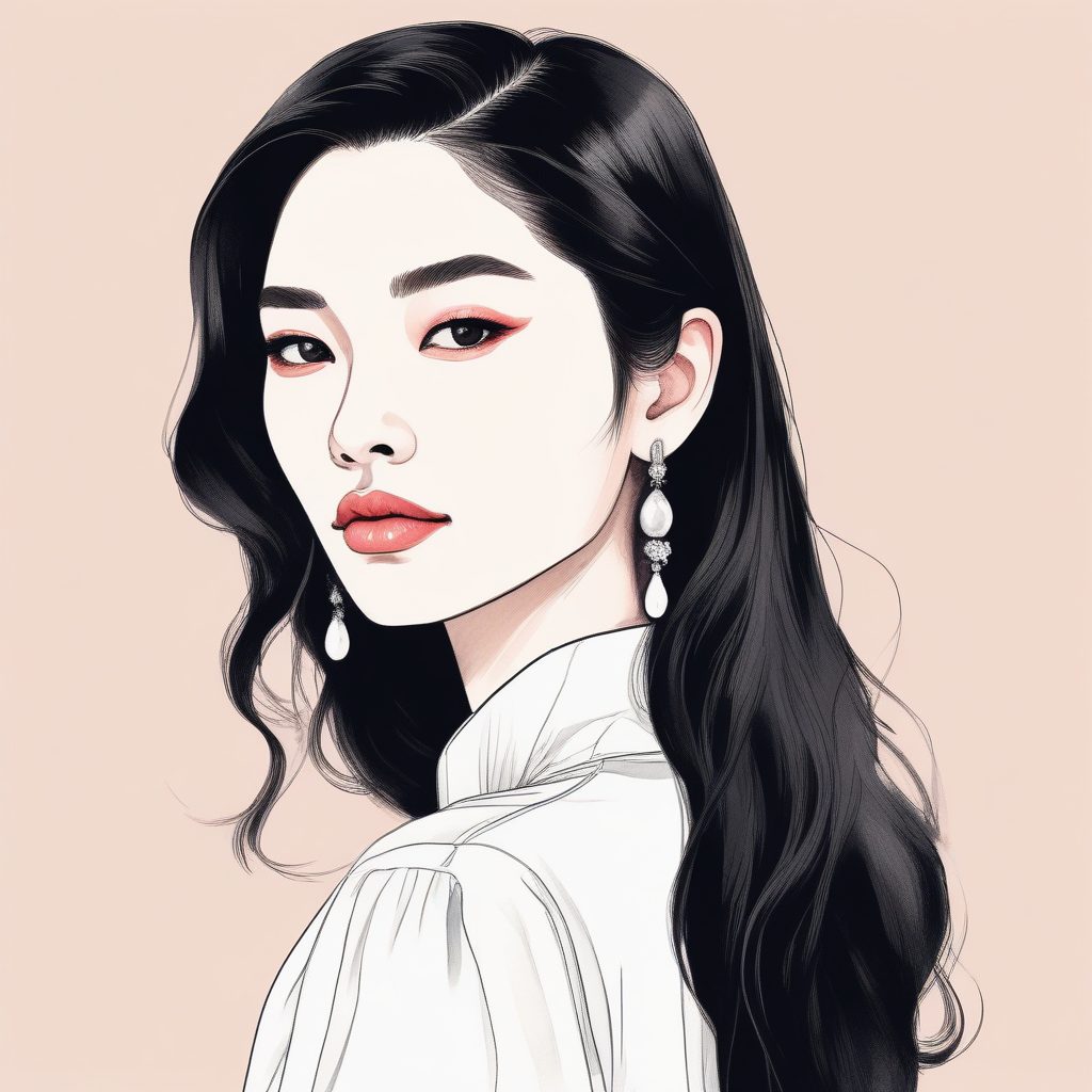 🦢高级感在线制作头像：韩系优雅名媛风手绘插画