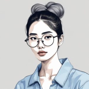 🕶️ 高冷清冷风！AI 生成头像：金属边框眼镜与丸子头的碰撞