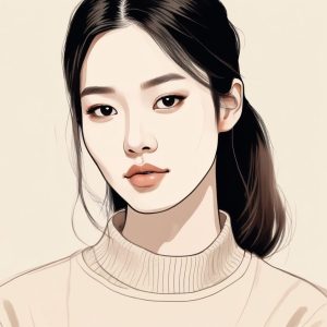 🥖韩系Ins风简约线条 AI 头像制作：松弛感女孩肖像，在线生成头像方案