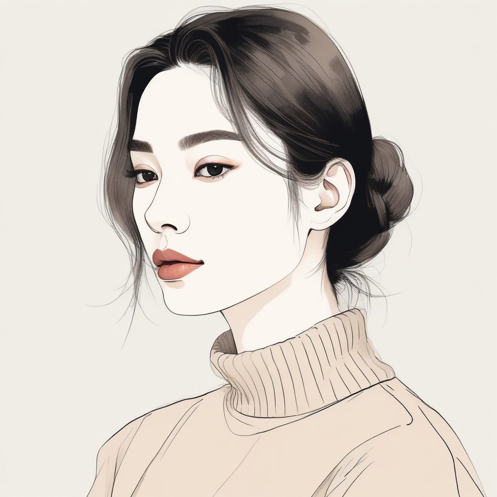 韩系极简清冷感 AI 头像：时尚手绘插画生成的高级感示范 🕯️