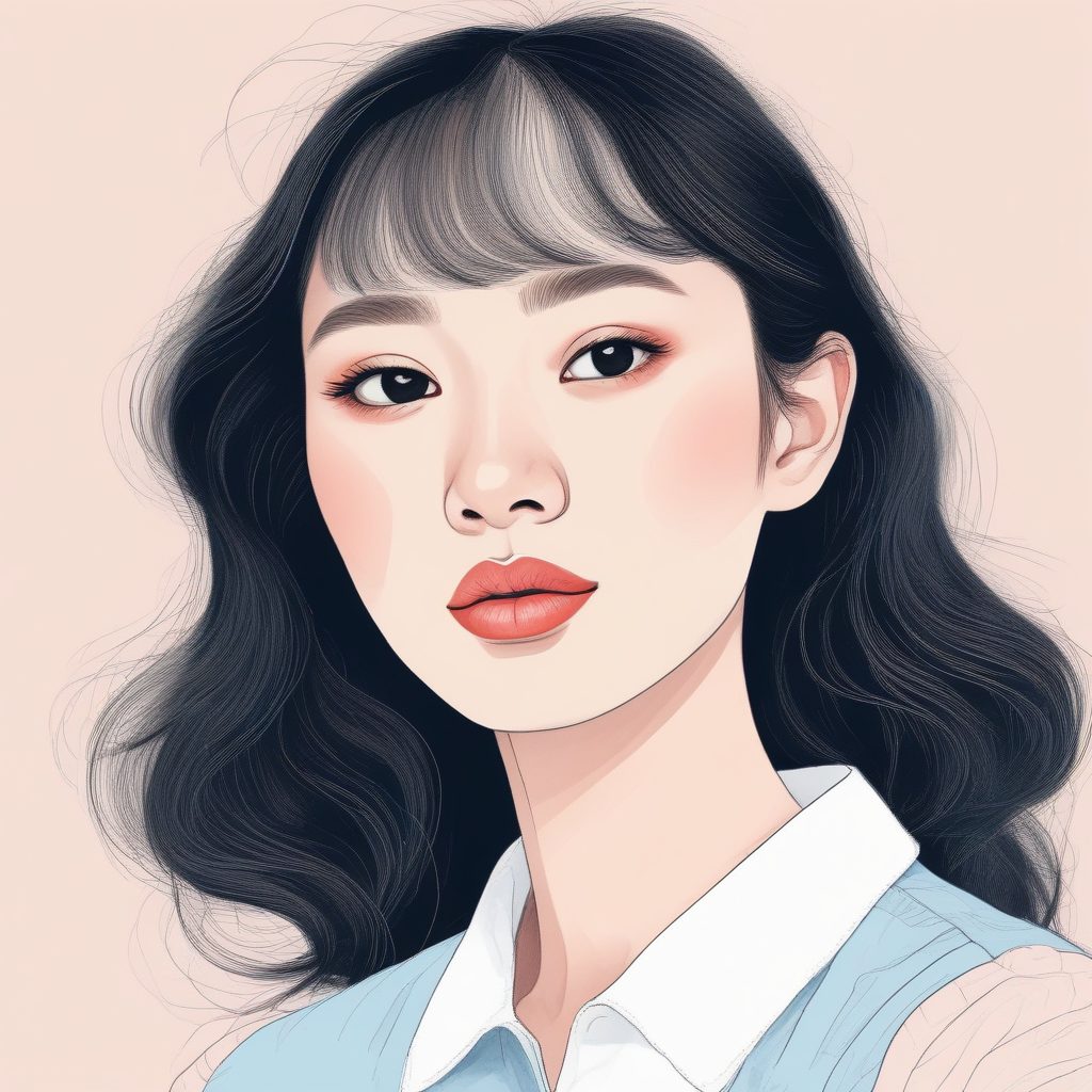 韩系温婉：ins风简约线条手绘插画头像🎨