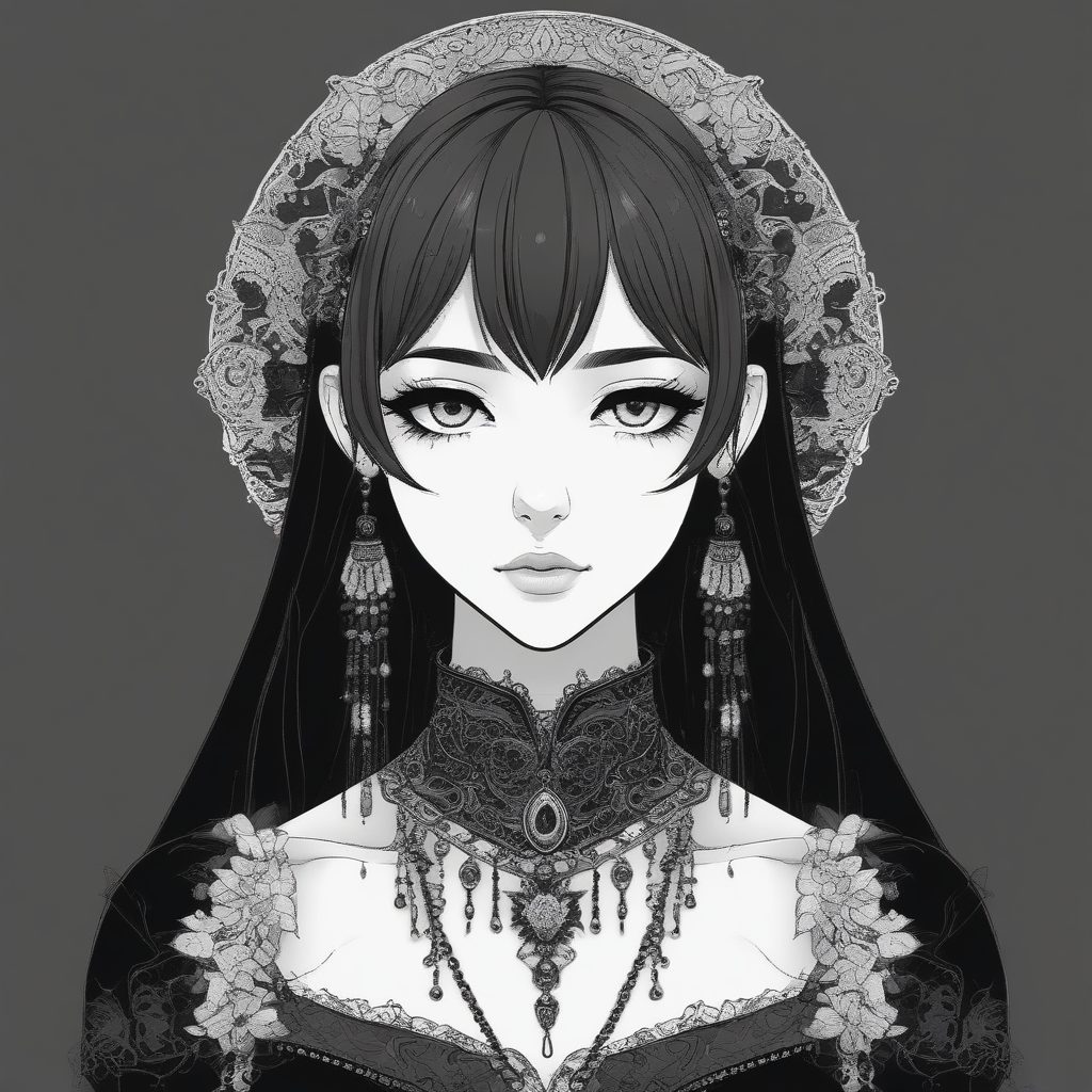 🖤黑白病娇哥特风 AI 动漫头像生成,暗黑系酷少女