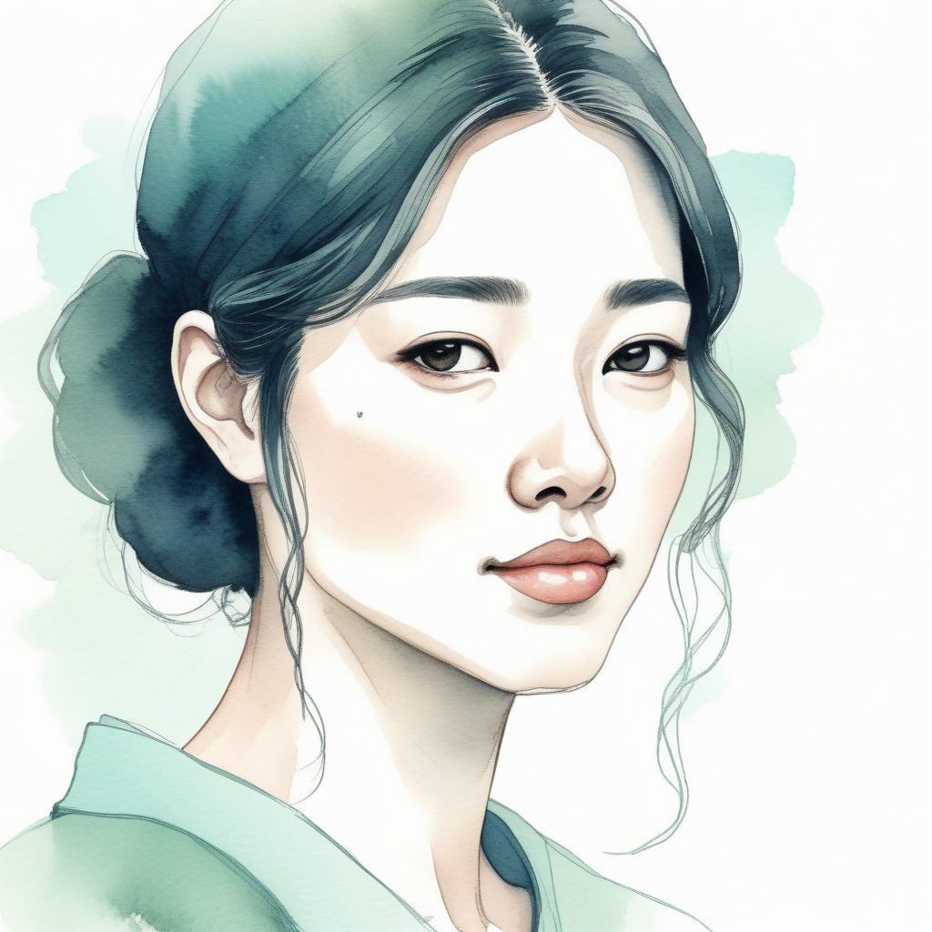 极简主义美学：日系清新治愈水墨晕染手绘头像💧
