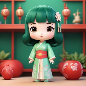 ✨ 绝美新中式AI头像：Q版旗袍少女的3D盲盒质感