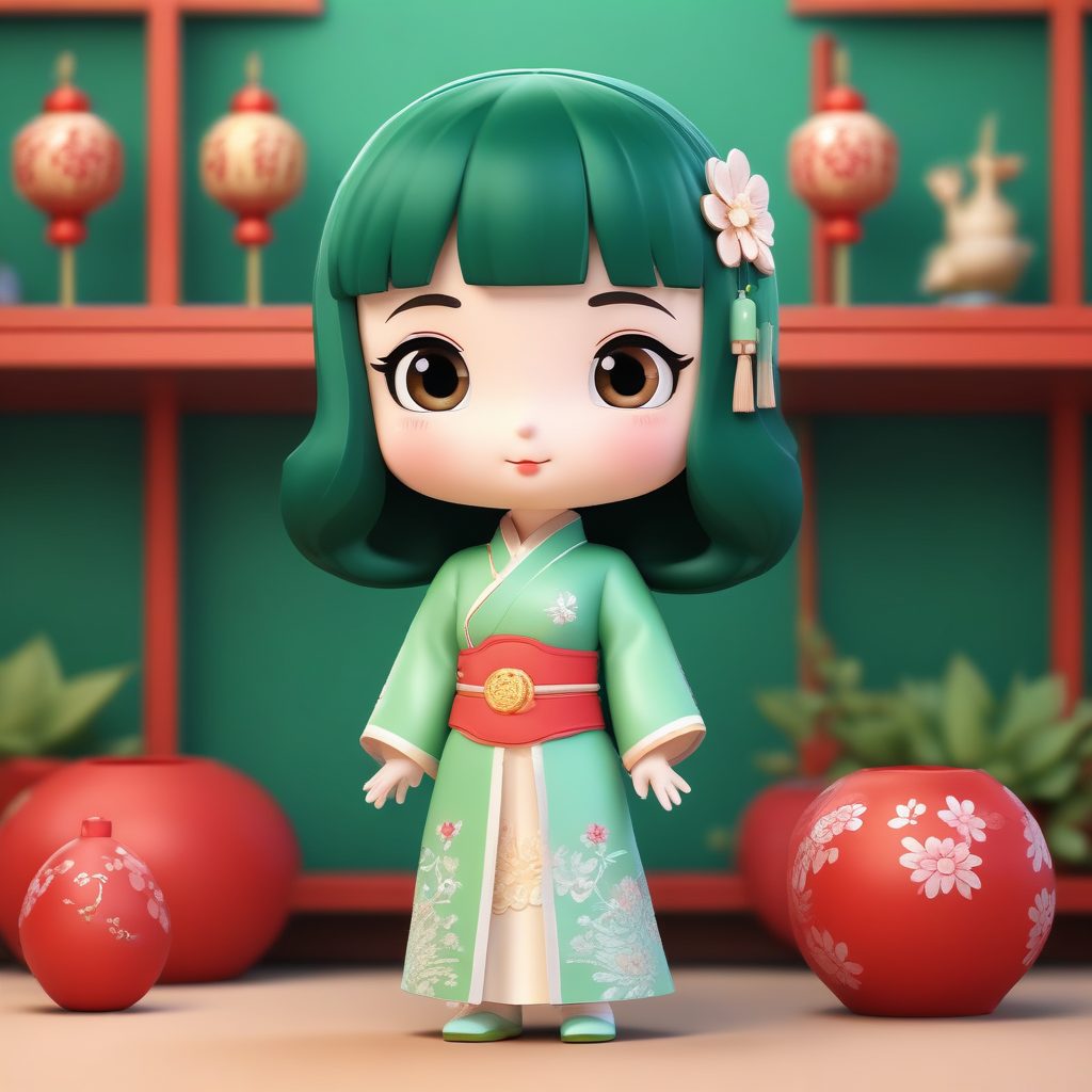 ✨ 绝美新中式AI头像：Q版旗袍少女的3D盲盒质感