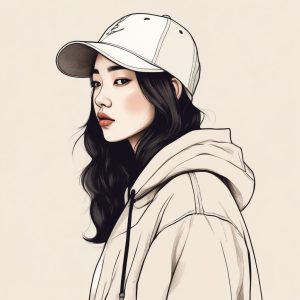 🧣 酷感女孩:韩系极简街头风手绘插画AI肖像
