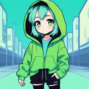 🔥 酷飒街头风Q版：撞色霓虹绿色卫衣头像真的太亮眼了