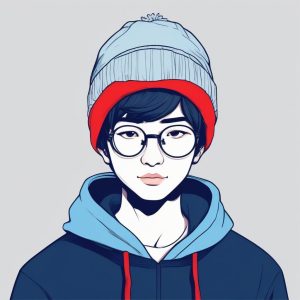 ❄️ 清冷感日系少年 AI 头像, 极简红蓝撞色高级感